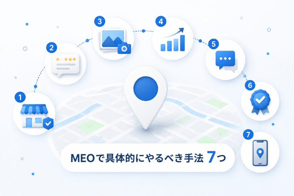 MEO対策を施す際に何が必要か重要かMEO対策のための重要な手法を7つ紹介する画像